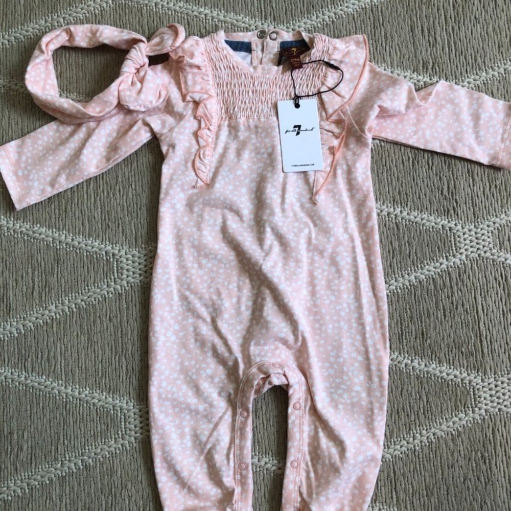 7 For All Mankind Smocked One Piece with Headband